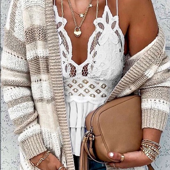 NWT La Miel White Lace Bralette Top Ruffle Peplum - Picture 4 of 4